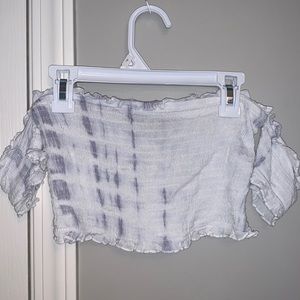 Forever 21 Cropped Shirred Tube Top w/ Sleeves